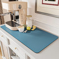 AMOAMI-Coffee Mat Hide Stain Rubber Backed Absorbent Dish Drying Mat for Kitchen Counter-Coffee Bar Accessories Fit Under Maker Machine Pot Espresso Machine Dish Rack Blue