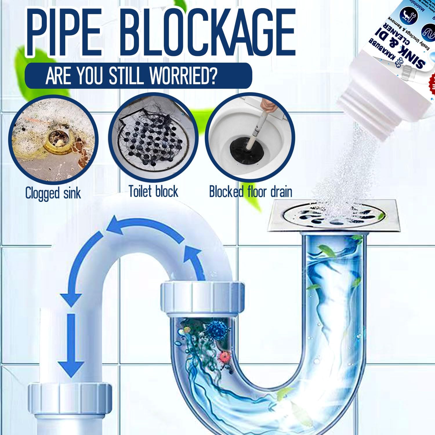 Pipe Dredge, Powerful Foaming Sink & Drain Cleaner Powder for Kitchen, Toilet & Pipeline Cleaning, Fast-Acting Clog Remover (2pcs or 4pcs) (4 bottles)
