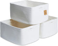 NaturalCozy Storage Baskets 16.8”x13”x7.6” Cotton Rope Woven Baskets for Organizing 3-Pack | Toy Storage Bins | Basket for Shelves, Laundry, Blanket, Clothes, Closet, Kitchen, Bathroom, Gifts