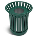 16 Gallon Round Large Outdoor Trash Can, Heavy Duty Metal Slatted Garbage Can Outdoor, All Weather Resistant Commercial Garbage Cans, Waste Receptacle in Park, School, Beach, Patio (Green, Large)