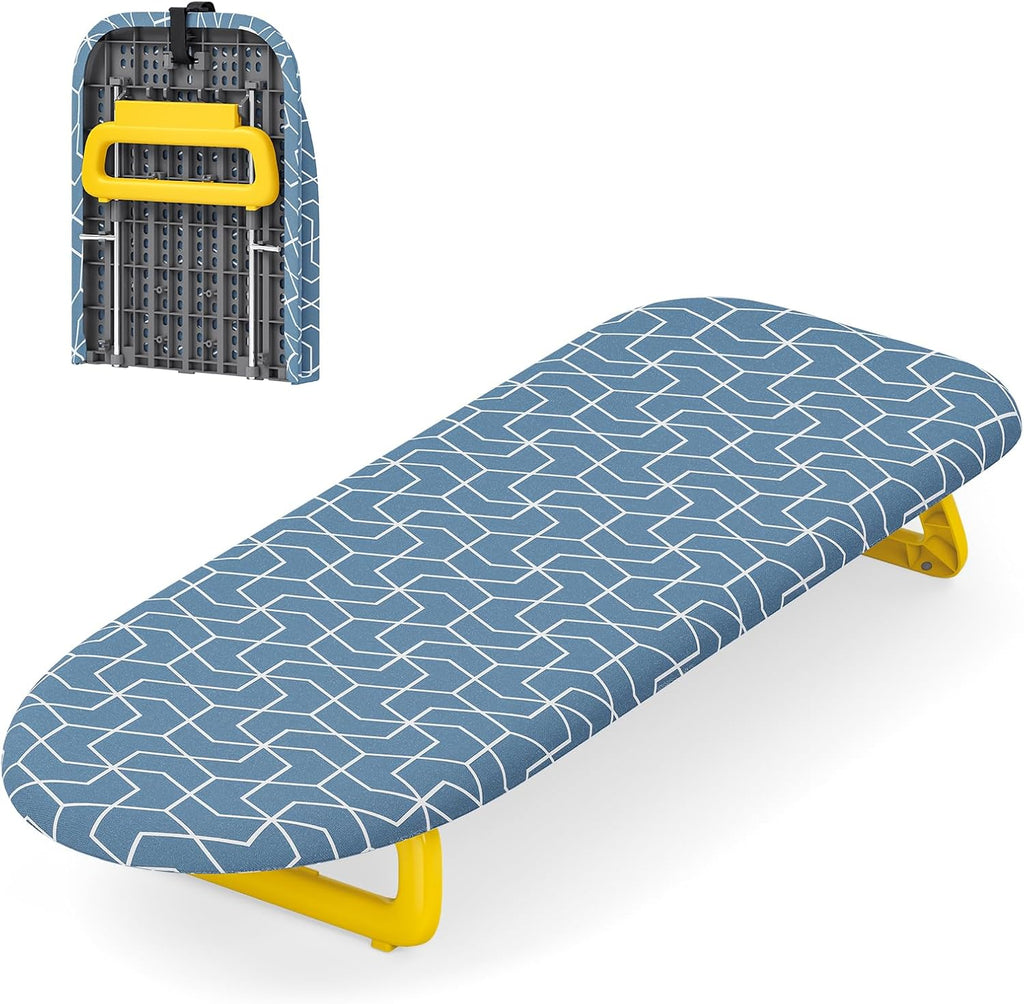 Small Ironing Board Tabletop, Foldable Mini Ironing Board, Table top Ironing Boards Small with Hanging Rope, Compact Portable Ironing Boards Save Space, Iron Board 32x12, Iron Table Stand Dark Blue