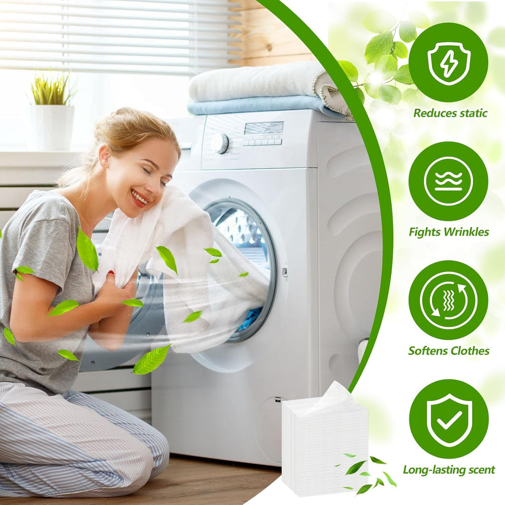 600 Count Unscented Dryer Sheets Fabric Softener Fresh Scent Dryer Sheets Bulk Naturally Softens and Removes Static Cling, Ideal for Large Households, Sensitive Skin