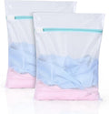 OTraki 12x16 Inch Mesh Laundry Bag 2 Pack Small Lingerie Sock Bag Washing Machine Soft Fine Mesh Zipper Laundry Bra Underwear Wash Bag for Home Travel White