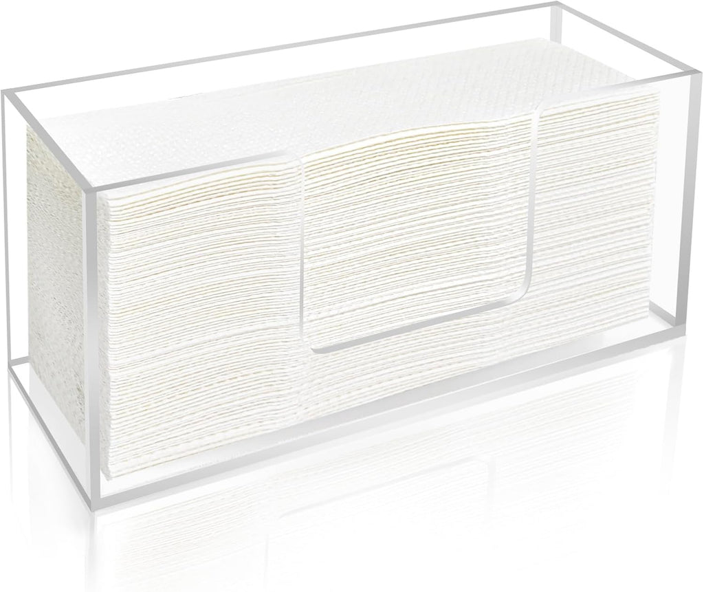 1Pack Acrylic Paper Towel Dispenser, Napkin Holder for Bathroom, Kitchen & Countertop – Paper Towel Holder Z-Fold/C-Fold/Multi-Fold Holder, Shatter-Resistant & Space-Saving (1)