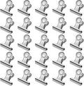 30 Pack Small Bull Clips 0.87 Inch Mini Metal Hinge Clips Binder Paper Hinge Clip for Office, Home, School, Shops, Silver, 22mm