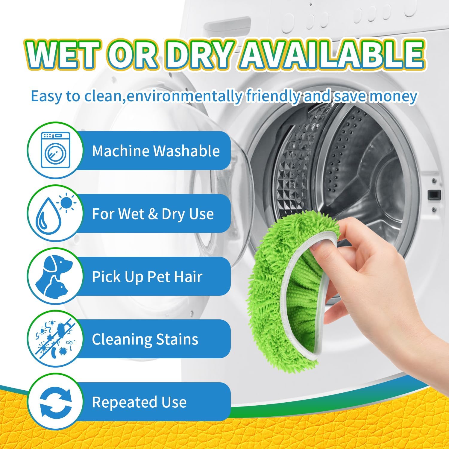 6Pcs Reusable Microfiber Mop Pads Compatible with Swiffer Sweeper Mop, Wet and Dry Flat mop Cover, Replacement Sweeping Mopping pad Refills for Surface/Hardwood Floor Cleaning