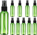 uxcell 10Pack Spray Bottles, 2 Oz/60ML Reusable Clear Empty Mist Plastic Mini Travel Bottle Set,Small Refillable Liquid Containers for Household Use, Essential Oil, Cleaning (Green Black)