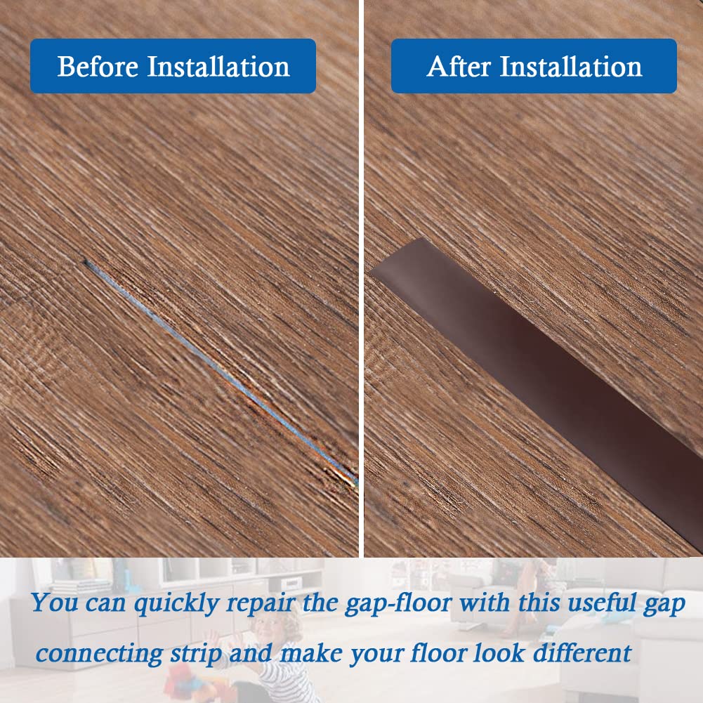Floor Transition Strip Self Adhesive Floor Cover Strips Laminate 3" Wide Vinyl Flat Divider Transitions (7.5cm, 6.56Ft, Brown)
