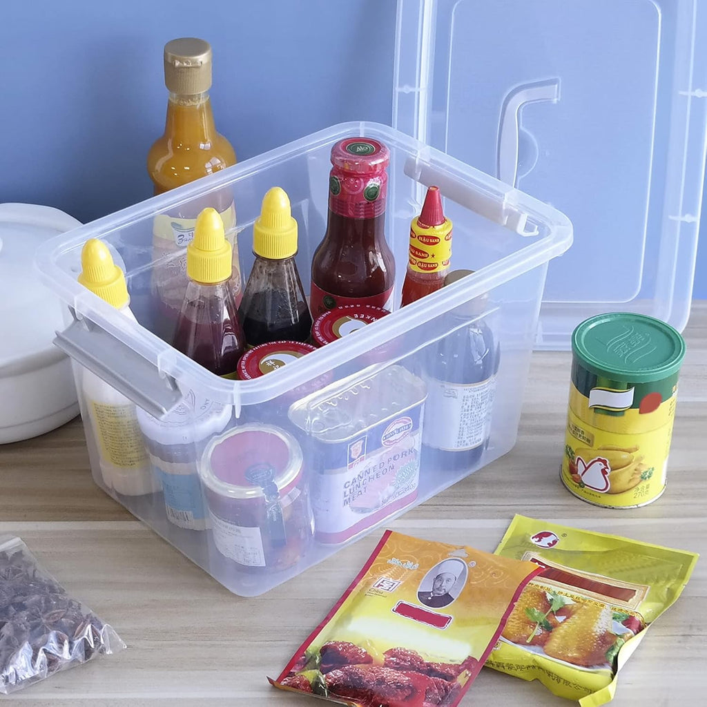 10 L Clear Plastic Storage Box, 6-Pack Storage Latch Box