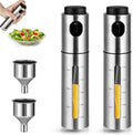 2 Pack Oil Bottle for Cooking,100ml Stainless Steel Cooking Oil Spray Bottle for Salads, BBQS and More,One-Handed Use (2 PCS)