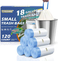 18 Gallon Trash Bags with Drawstring - 120 Count Heavy Duty 1.25 Mil Garbage Bags 68 Liter Tall Kitchen Bin Liners Unscented White for Home Yard Lawn