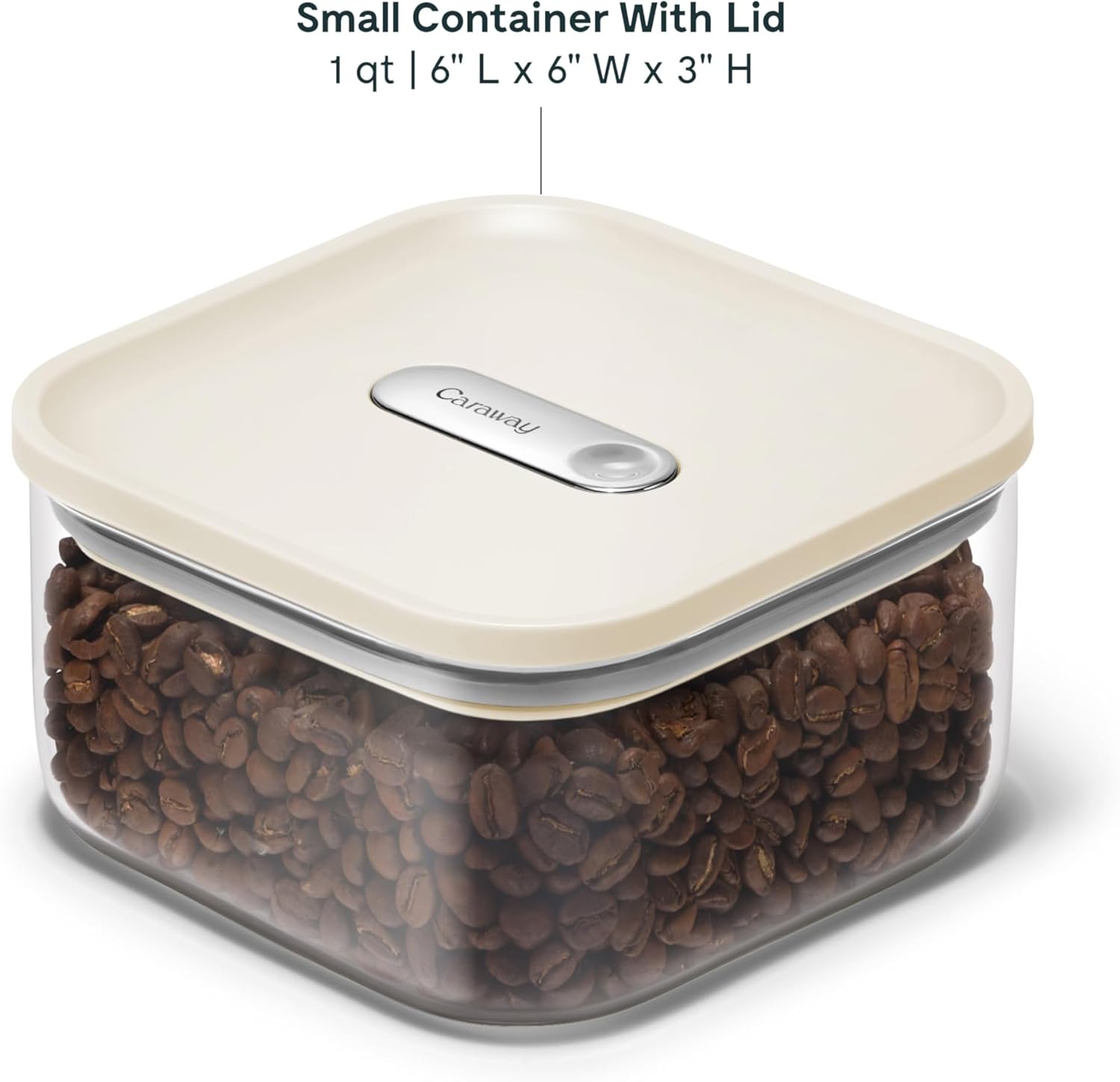 Caraway 1qt Glass Airtight Food Storage Container with Lid – Non-Toxic, BPA-Free Kitchen Storage Container – Stackable, Space-Saving Airtight Container for Dry Goods and More - Cream