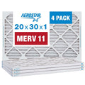 Aerostar 20x30x1 MERV 11 Air Filter, 4 Pack Set of HVAC Furnace Filters, Electrostatic MPR 1000-1200 & FPR 7 (Actual Size: 19 3/4 x 29 3/4 x 3/4 inches)