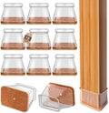 Chair Leg Floor Protectors Rectangle Chair Leg Protectors for Hardwood Floors Silicone Caps Felt Furniture Pads Covers Anti-Scratch Reduce Noise 16 Pack Clear Fit Perimeter 6'' to 8''