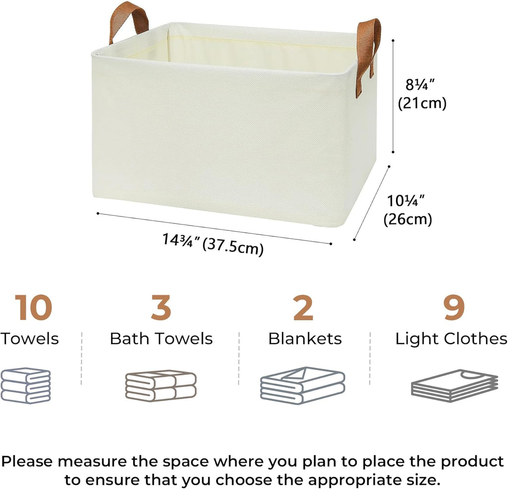 GRANNY SAYS Storage Baskets for Shelves, Closet Organizer Bins, Clothes Storage Bins with Metal Frame, Large Baskets for Organizing and Storage, Collapsible, Ivory, 2-Pack