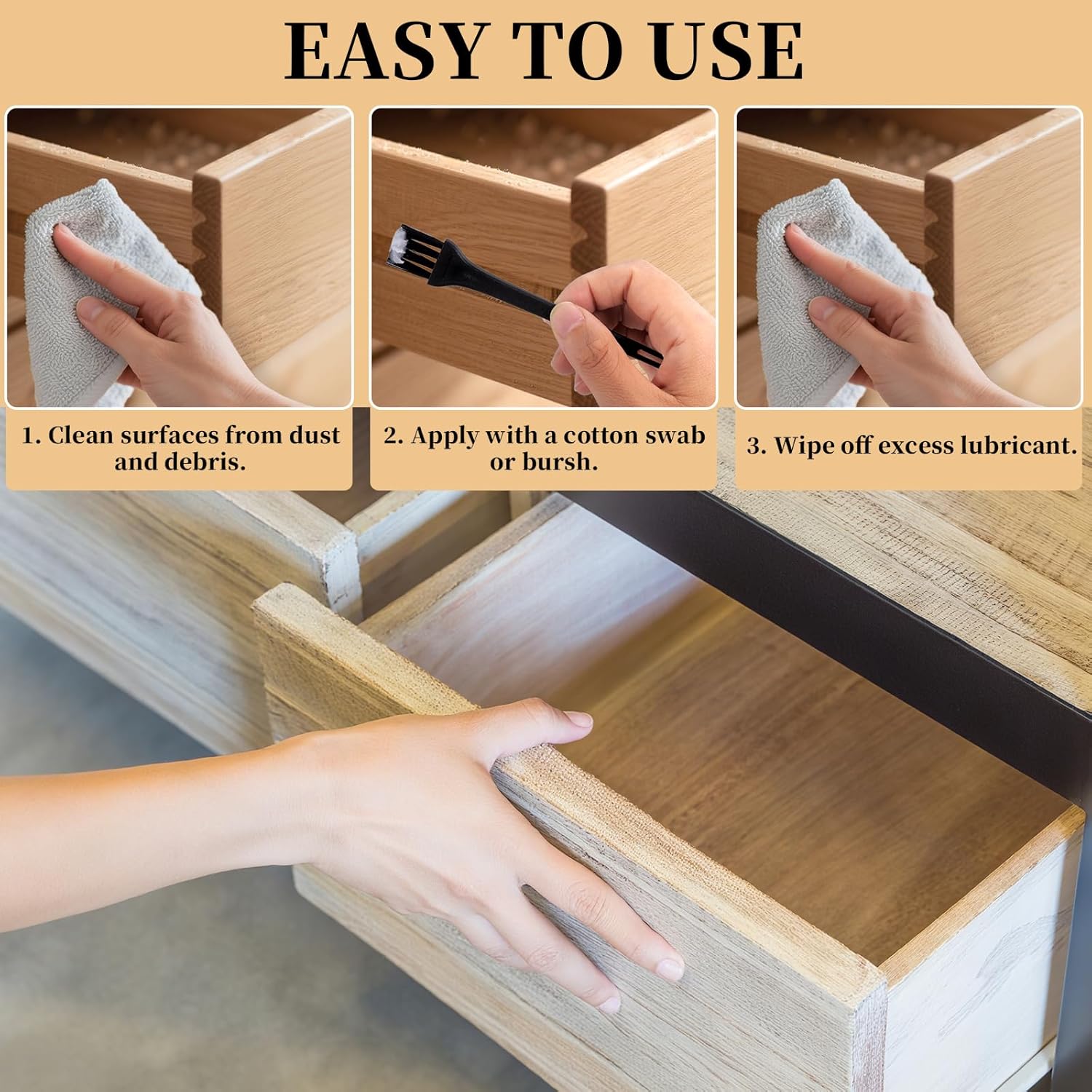 Wood Drawer Wax Lubricant Paste Door-Ease Lubricant Wear-Resistant Eliminate Sticking Noise Loosen Drawer Slide Grease for Wood Furniture, Window Track, Sliding Glass Doors, Hinges, 1 oz 1-Pack