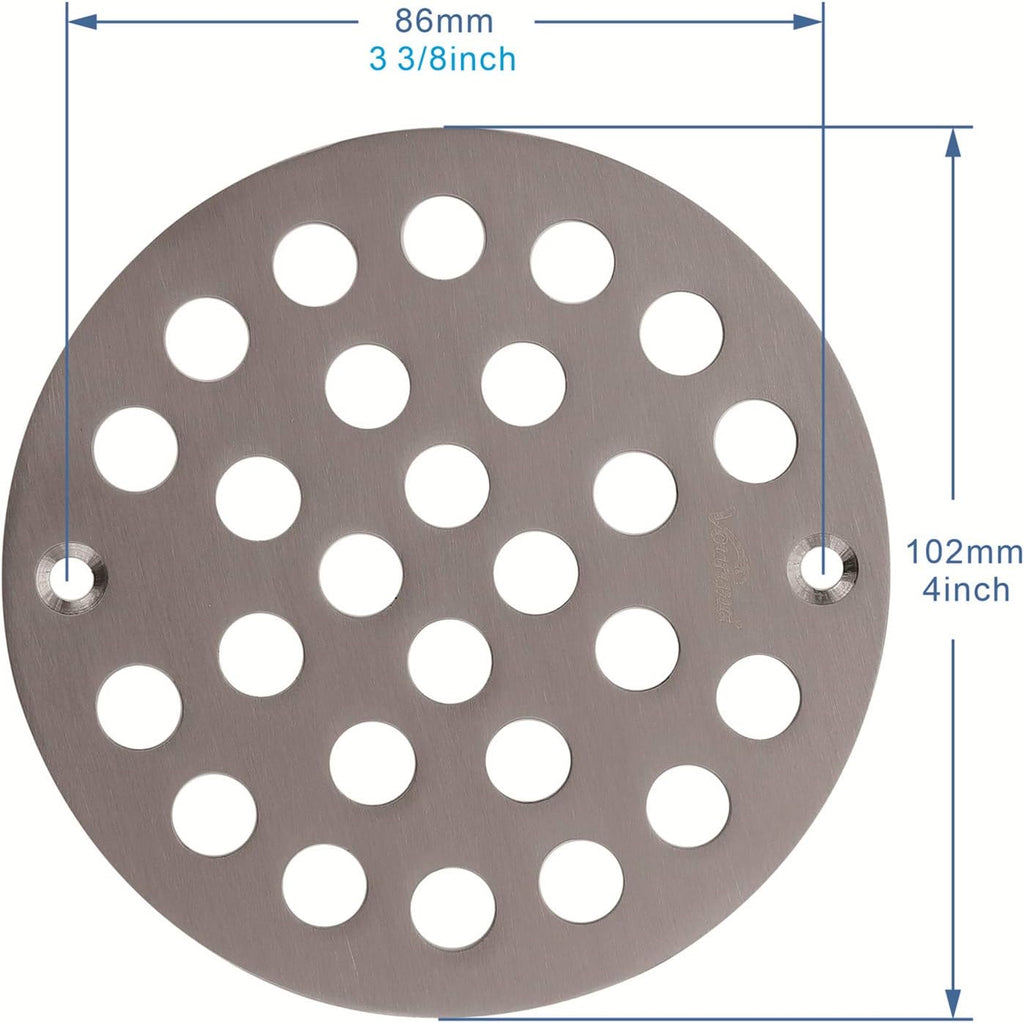4-Inch Screw-in Shower Drainer Cover Replacement Floor Strainer Floor Drain Brushed Nickel