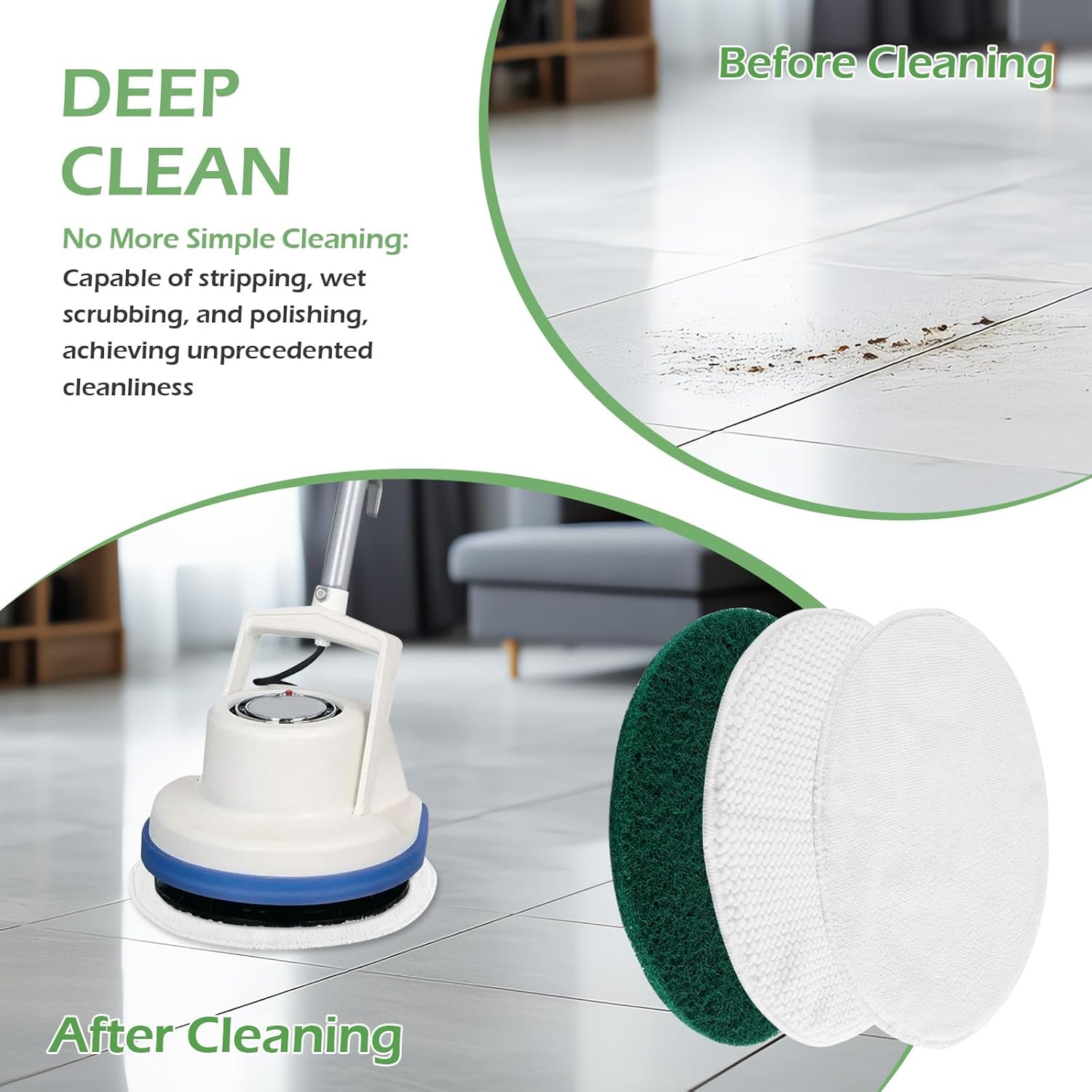 3 Pcs 12" Floor Machines Pads Compatible with Oreck Commercial 550MC Orbiter Floor Machine Cleaner Buffer Scrubber Polisher Pads for Hardwood and Tile Floors Cleaning Stripping