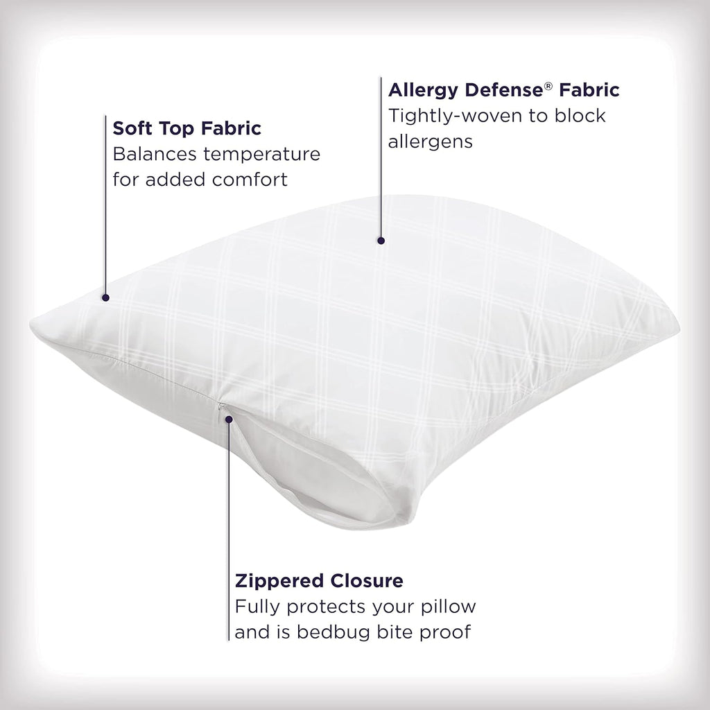 Set of 4 King AllerEase Pillow Protectors - Temperature Balancing, Allergist Recommended - Premium Breathable, Zippered Protectors