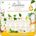 Plug in Air Fresheners Refills, Essential Oil Scented Refill with 2 Warmer, Jasmine, Hawaiian, Cotton, Long Lasting Home Fragrance for Bathroom, Compatible with Airwick, Compatible with Glade