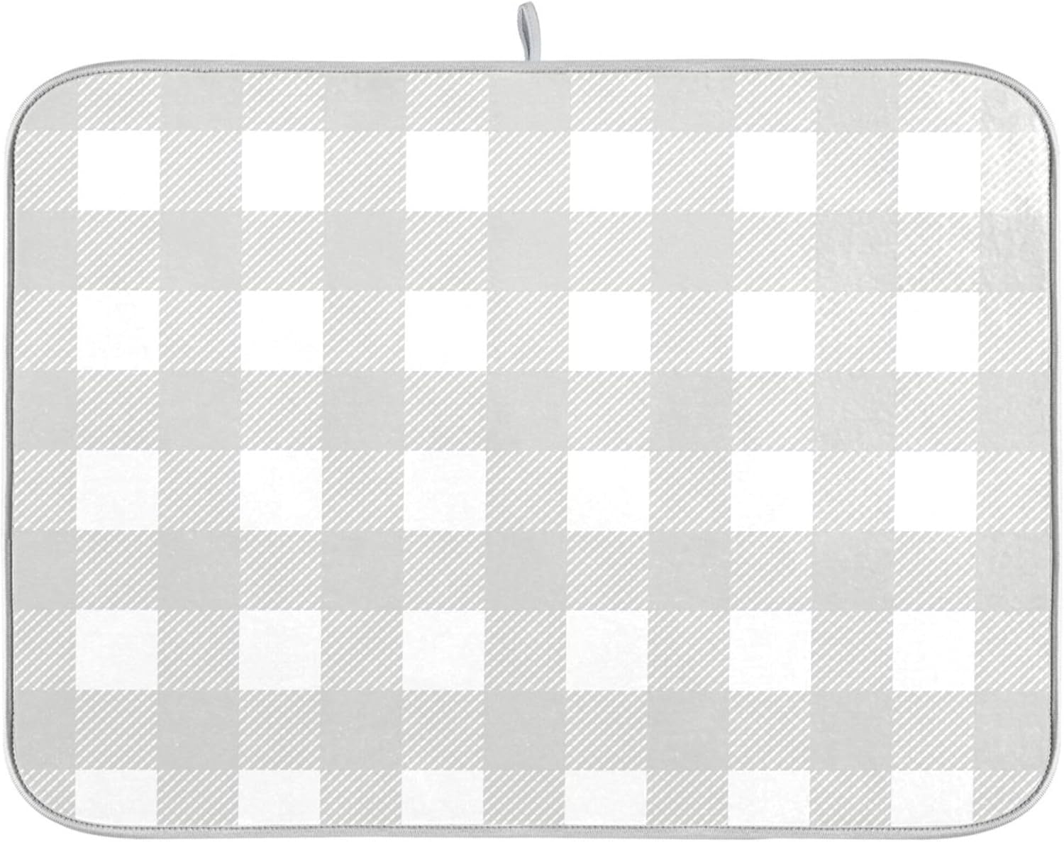 Buffalo Plaid Gray White Dish Drying Mat for Kitchen Countertop 16x18 Chessboard Rectangle Small Drying Mat Reusable Quick Dry Dish Sink Absorbent Mats Dishwasher Easy Clean Decorative Home Essentials