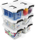 NUMIFUN Plastic Storage Bins With Lids 6 Pack Storage Organizer Bins, 7 Quart Stackable Storage Bins with Lids and Black Handle Buckle Easy for Home Office Organization, White Lids