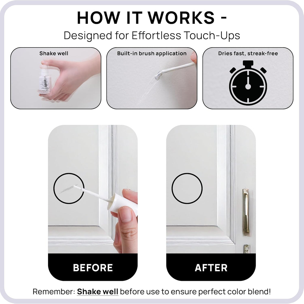 spot. Touch-Up Paint | Matte Finish for Cabinets, Walls, Doors & Furniture | Multi-Tone White Repair Kit | Quick-Dry, Self-Priming, Low-Odor, Eco-Friendly | No-Sanding or Primer Needed | 3 Pack