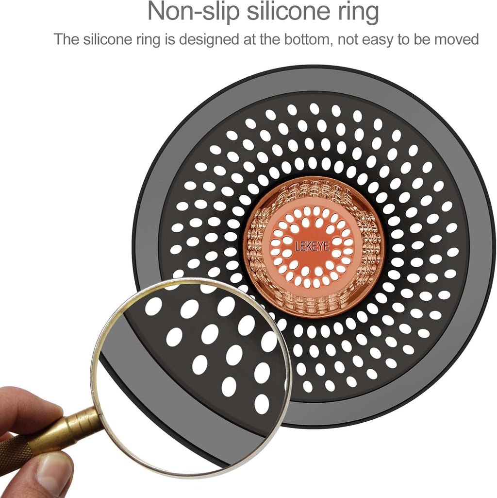 LEKEYE Shower Drain Hair Catcher/Bathroom Drain Cover/Bathtub Drain Strainer/Shower Stall Drain Protector(Red Copper)