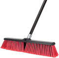 18 inches Push Broom Outdoor Garden Broom with 63" Long Handle for Deck Driveway Garage Yard Patio Concrete Floor Cleaning(Red)