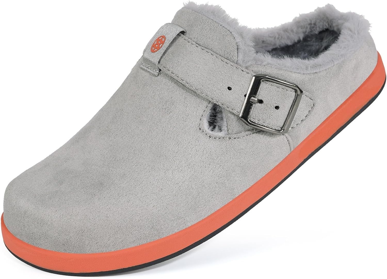 Fur Lined Clogs for Women Men Suede Winter Slippers Arch Support Slip on Mules Potato Shoes with Removable Cushion Footbed Warm Home House Shoes