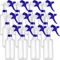 Eccliy 12 Pcs 16 Oz Plastic Spray Bottle, Adjustable Empty Reusable Sprayer for Cleaning, Planting, Water, Bathroom and Kitchen, BBQ, Commercial and Residential(Blue,Clear)