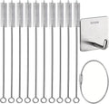 10Pack Straw Cleaner Brush- Long Stainless Steel Straw Brush for Cleaning Reusable Drinking Straws, Water Bottles and Pipes(9 * 0.4-inch)