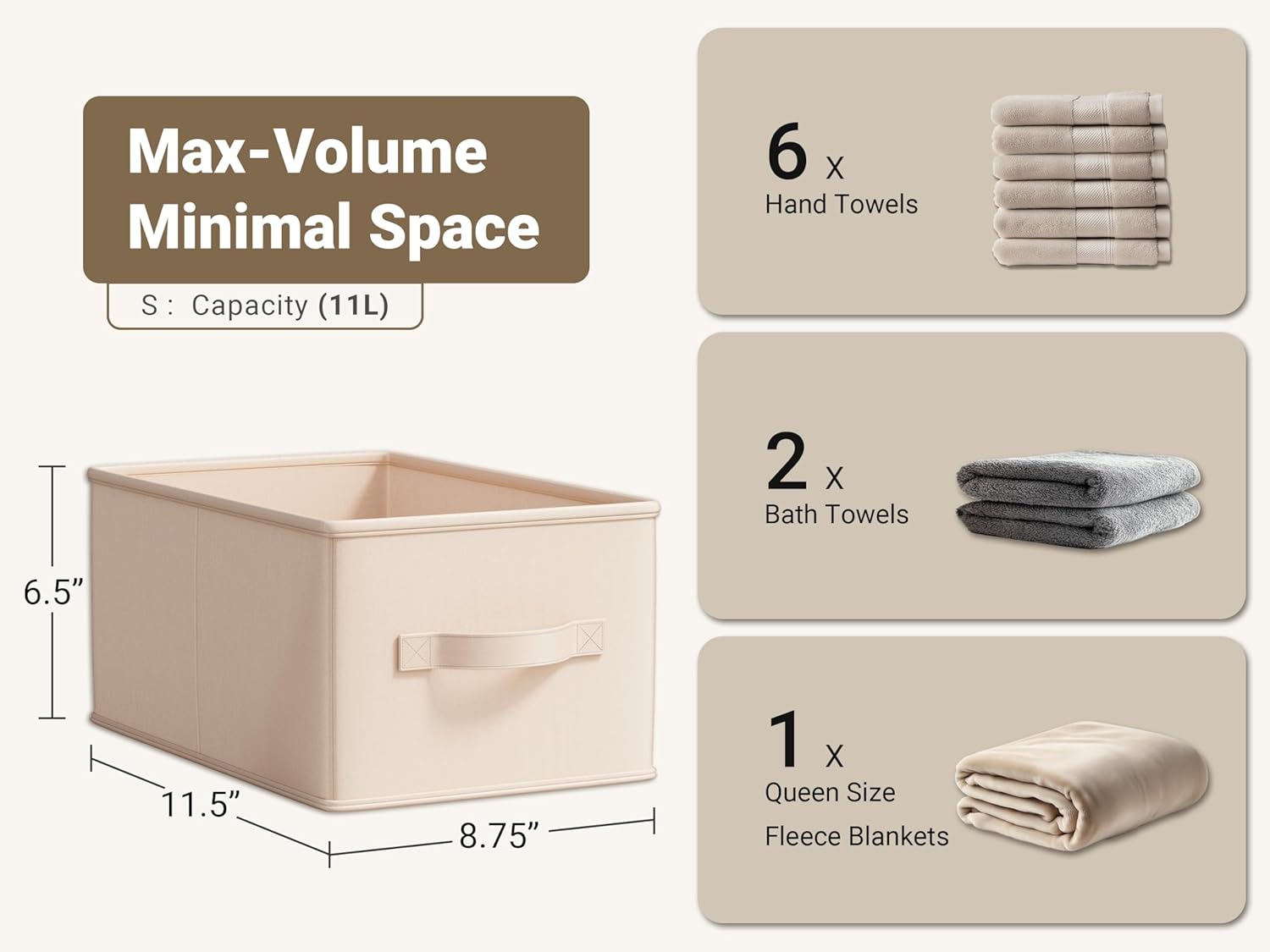 Storage Bins, Fabric Satin Storage Baskets for Shelves, 11.5" L*8.75" W*6.5" H Collapsible Storage Bins with Handles for clothes, Closet Baskets and Bins with Handles, Blush Pink, 3-Pack