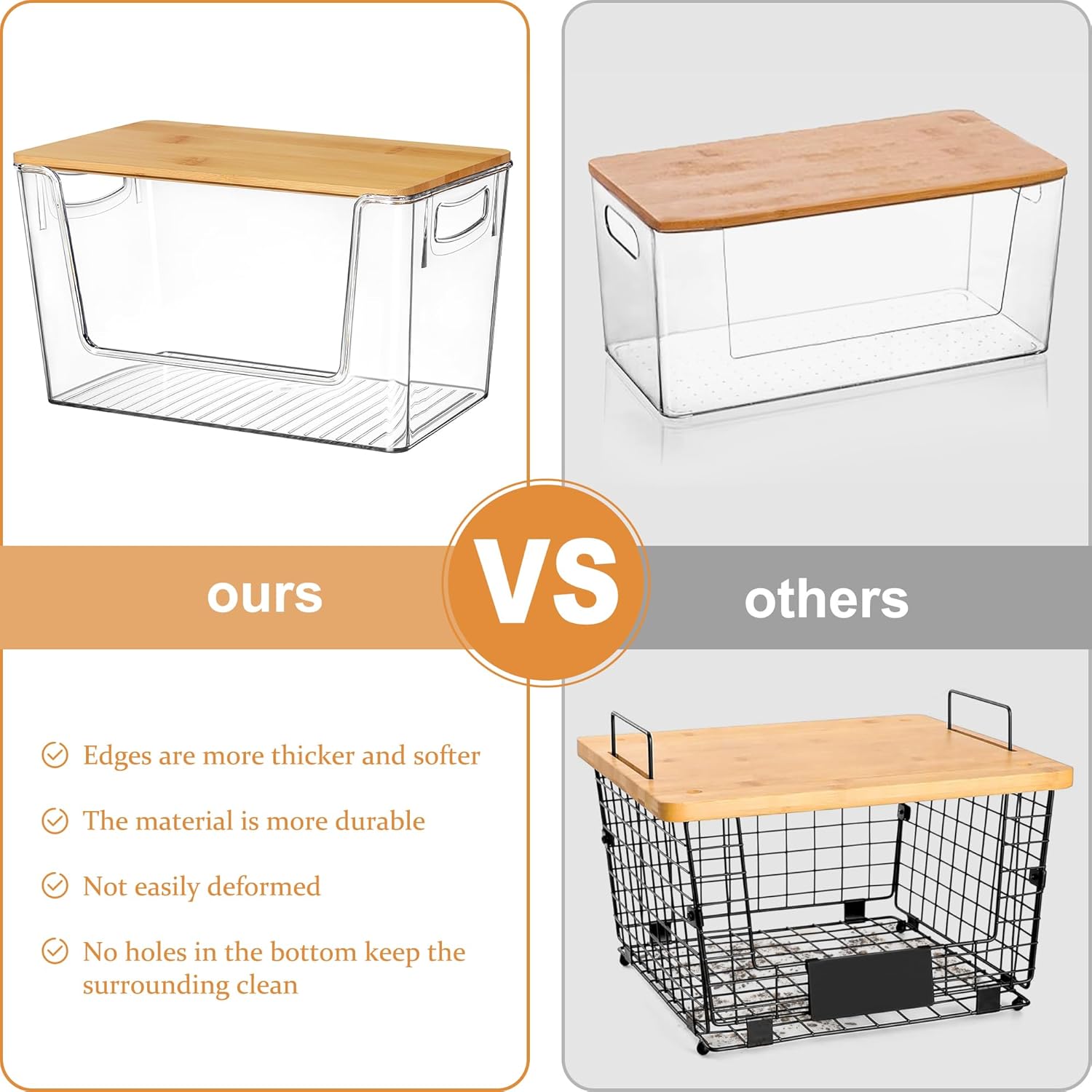 Pantry Organizers Storage, 2 Pack Stackable Kitchen Counter Bins for Onion Potato Garlic, Fruit Vegetable Produce Storage Space-Saving Countertop Organizer (12" x 7" x7")