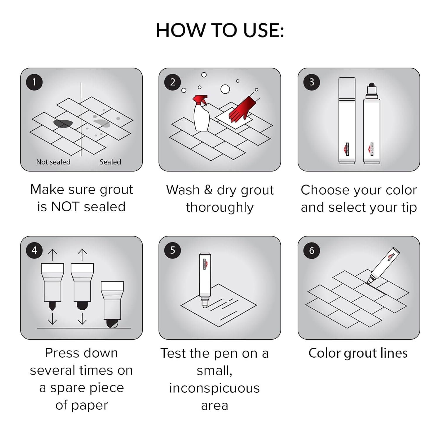X-Protector Pen for Grout - 2 PCS, White - Ideal Grout Paint Pens to Make Grout White Again - Premium Grout Renew Pen with 2 Tips Types - Make Your Grouts Perfect Again!