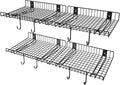 4 Pack Garage Wall Shelf, Wall Mounted Storage Shelves, Heavy Duty Metal Shelves for Room Wall, Loads 260 LBS Floating Shelves Mesh Storage Rack for Garage, Office, Basement,Wall Cabinet and Kitchen
