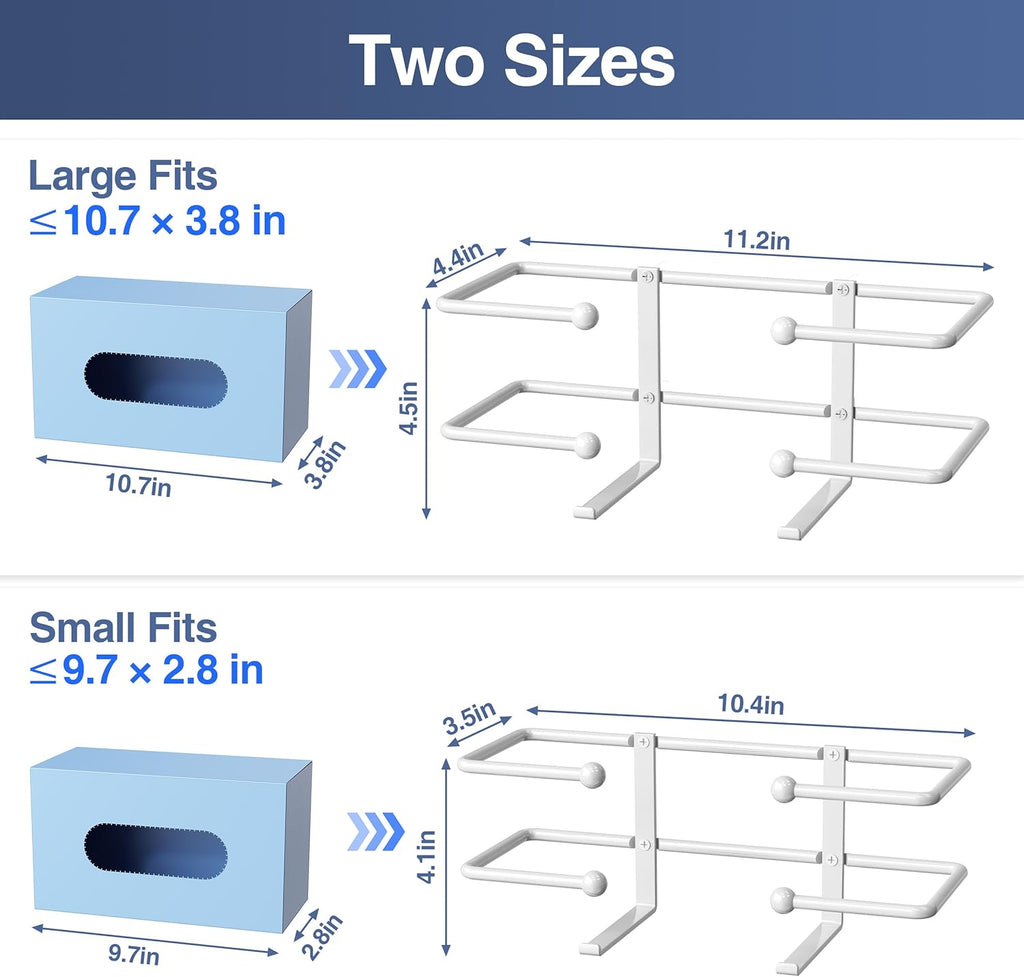 Glove Box Dispenser Wall Mount: White Holder Organizer for Disposable Glove & Tissue Box - Organizer on Wall in Lab, Kitchen, Bathroom, Garage