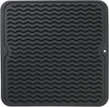 Silicone Dish Drying Mat for Multiple Usage,Easy clean,Eco-friendly,Heat-resistant Silicone Mat for Kitchen Counter or Sink,Refrigerator or Drawer liner Black M 12 inches x 12 inches