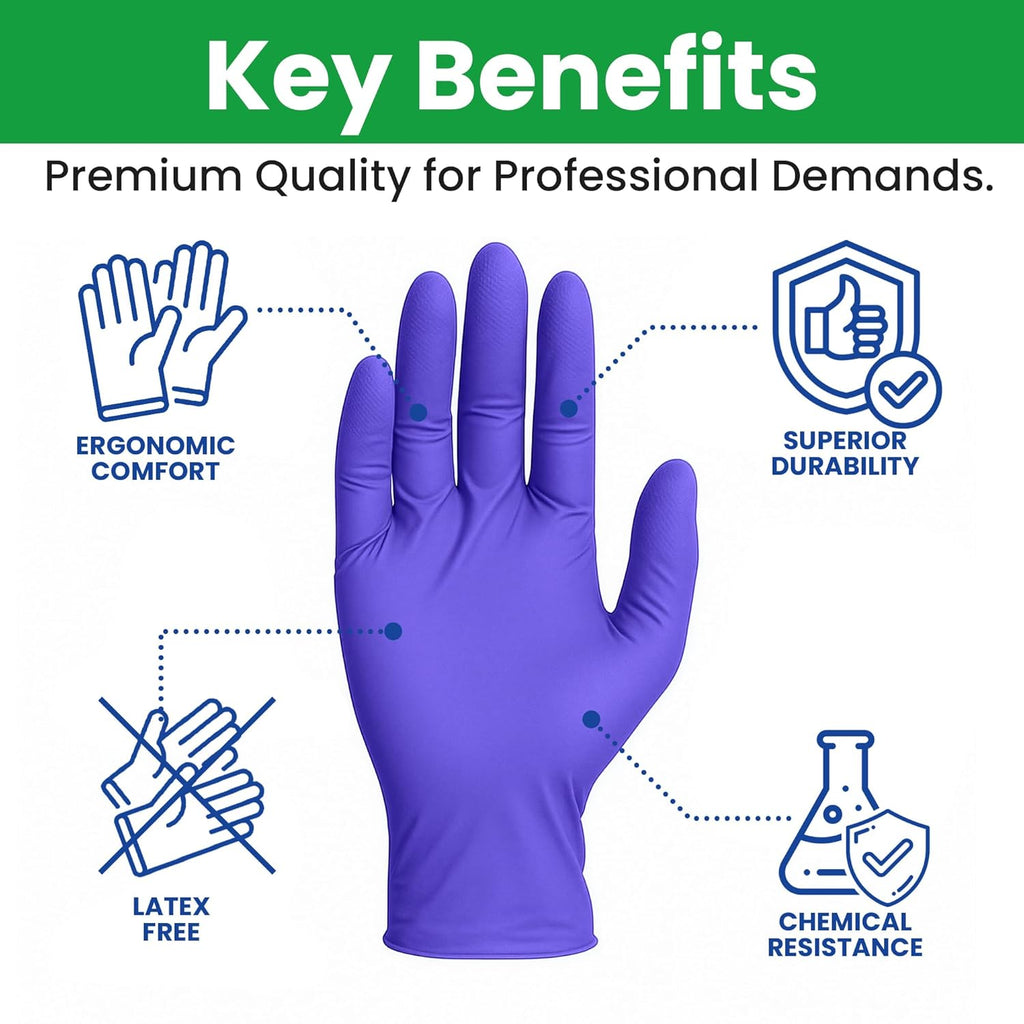 SafeWay Nitrile Disposable Gloves — Multi-Purpose Powder-Free, Non-Latex, Medical Use, and Textured Fingertips for Food Prep, Cleaning, Tattoo, Nursing, Lab, Examination, & More — (6000 pcs, Small)