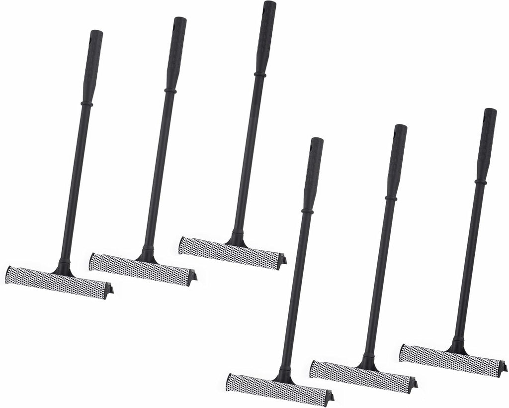 Matthew Cleaning All Purpose Window Squeegee Window Cleaner Tool,Car Squeegee Windshield Cleaning Sponge and Rubber Squeegee,2-in-1 Window Cleaner Sponge(8'') and Soft Rubber with Pole 20’’(6Pack)