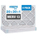 Aerostar 20x30x1 MERV 13 Air Filter, 4 Pack Set of HVAC Furnace Filters, Electrostatic MPR 1500-1900 & FPR 10 (Actual Size: 19 3/4 x 29 3/4 x 3/4 inches)