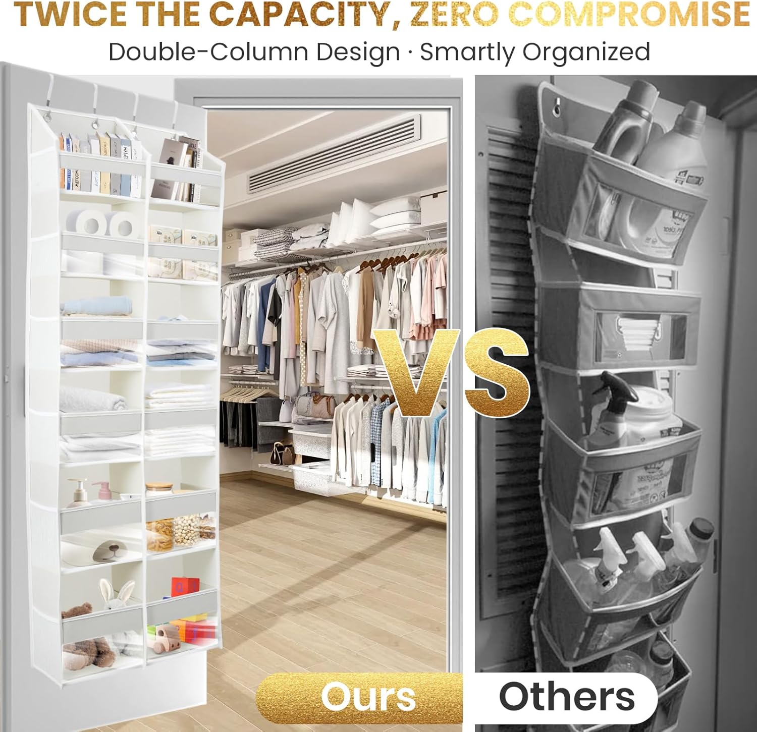 HOMELUX THEORY Heavy Duty Over the Door Organizer - Extra Wide Closet Organizers And Storage, Hanging Storage Door for Bedroom & Baby Nursery, 1PC Baby Blue