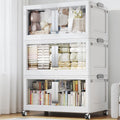 BROVIEW 480QT Stackable Storage Bins with Lids, 120Gal Extra Large Collapsible Storage Box with Wheel, Plastic Storages with Clear Door Open Front for Home Kitchen Garage, White-3pack(3 lids)