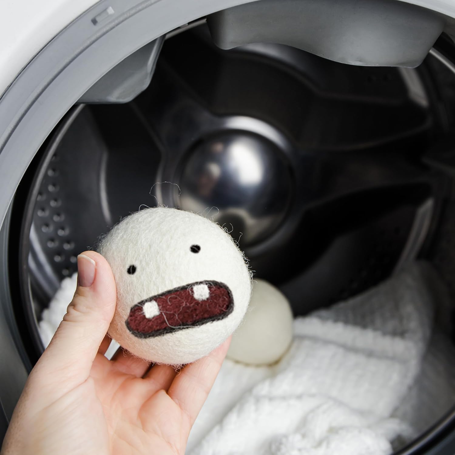 Woolbuddy Dryer Balls, 6-Pack Reusable Wool Laundry Accessories, Monster Design for Pet Hair Removal, Home Essentials, Cute and Efficient Drying Solution