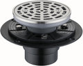 RANDOM Round Shower Drain Brushed Nickel 4 Inch Shower Drain with Adjustable PVC Base Flange,SUS304 Stainless Steel Bathroom Shower Floor Drain with Removable Grid Cover Grate.98768BN-S