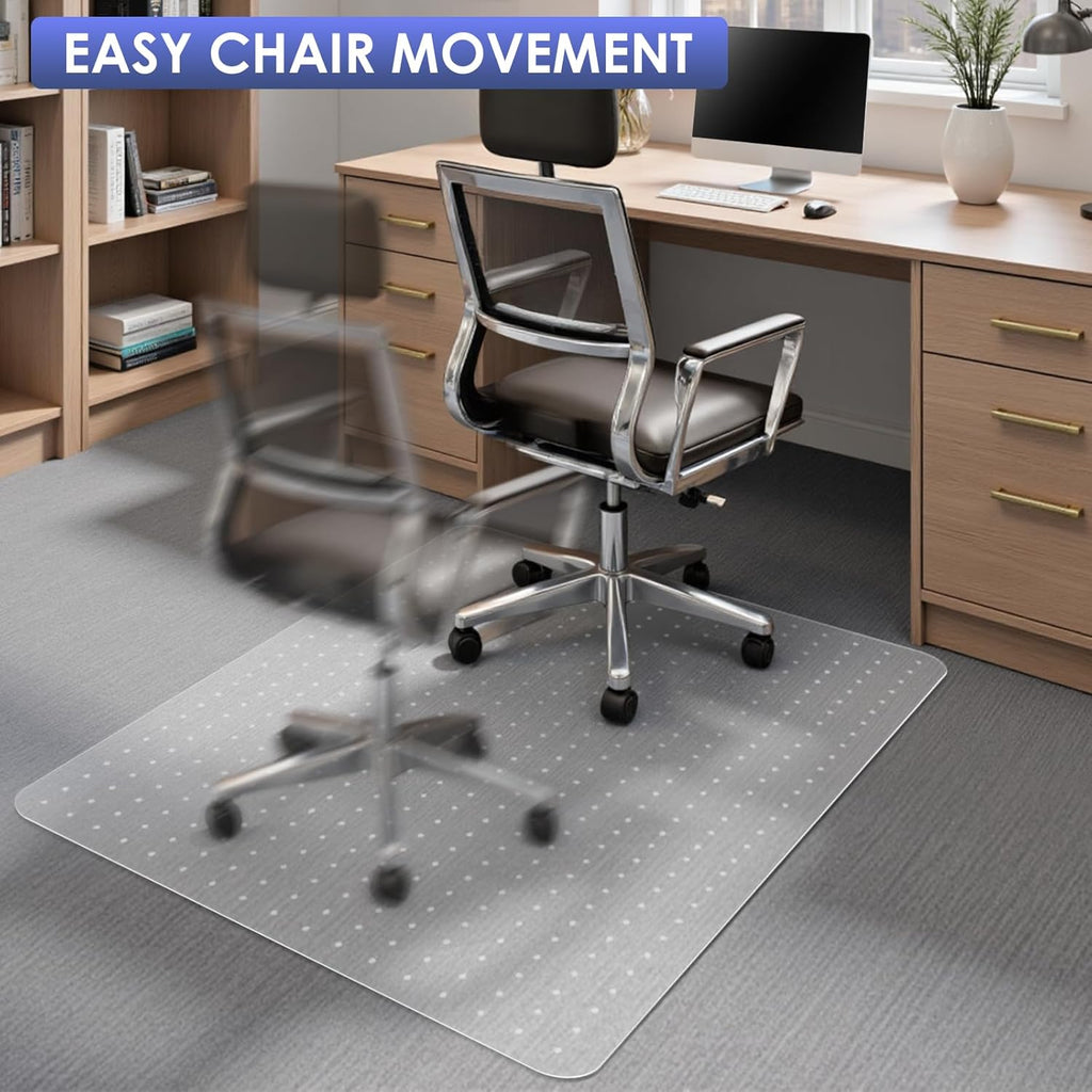 Kuyal Office Chair Mat for Carpet, 32x49 Clear Heavy Duty Computer Chair Mat, Under Desk Protector Carpeted Floors Mat, Easy Chair Movement,Ship Flat