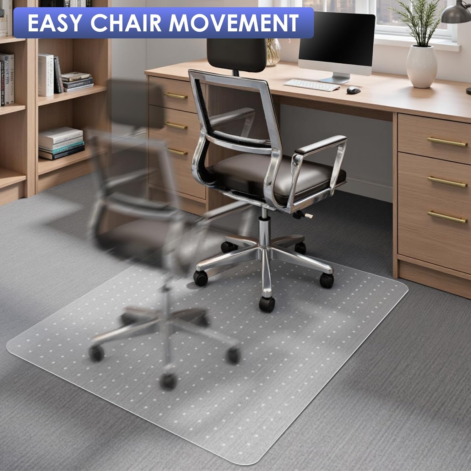Kuyal Office Chair Mat for Carpet, 32x49 Clear Heavy Duty Computer Chair Mat, Under Desk Protector Carpeted Floors Mat, Easy Chair Movement,Ship Flat