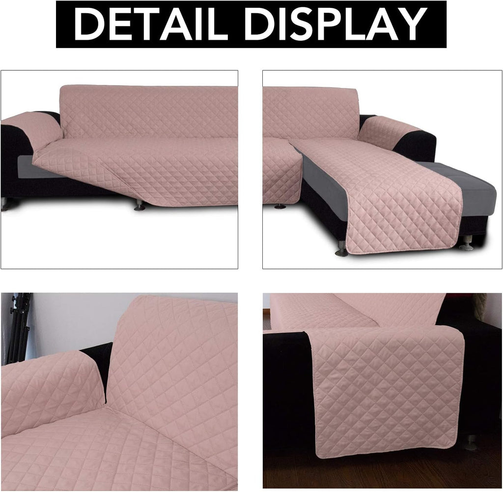 Easy-Going L Shape Sofa Slipcover - Reversible Sectional Couch Cover - Chaise Lounge Cover - Furniture Protector for Pets, Kids & Children - Small, Pink