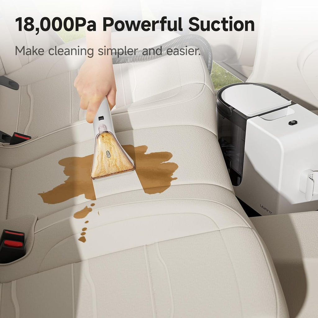 uwant Portable Carpet Cleaner with Steam& Hot Water System 18Kpa Powerful Suction Carpet Cleaner with 4 Cleaning Tools& Solution 2 in 1 Upholstery Cleaner Steam Cleaner for Pets, Car (Small 18Kpa)