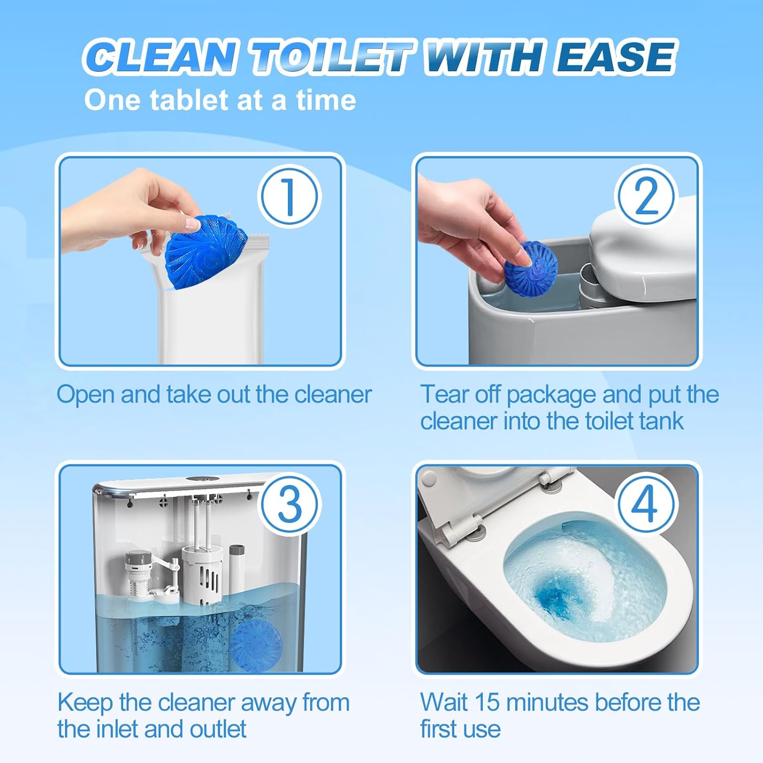 KIISIISO Automatic Toilet Bowl Cleaners Tablets,18 Pack Multipurpose Commercial Household Bathroom Cleaners,Long-lasting 300 brushes Toilet Cleaner, Pine Scent